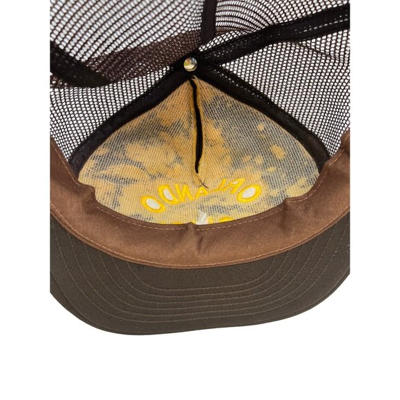 Vintage Brown & Gold Spellout Orlando Police Trucker Hat Cap Ball cap Mesh Snap - Picture 5 of 5
